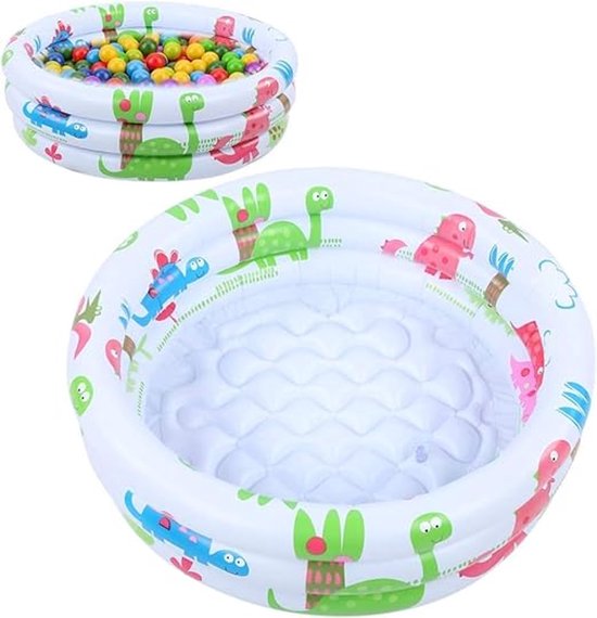 Opblaasbaar kinderbadje, 100 x 40 cm, opblaasbaar zwembad, 3 ringen, kinderbad, opblaasbaar kinderzwembad, babyzwembad, draagbare badkuip, kinderbadje van Merkloos