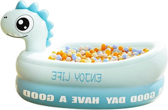Opblaasbaar kinderbadje - Babybadje peuterbad - Zomerse waterpret - Dinosaurus design - 93 x 50 x 53.5 cm - Blauw