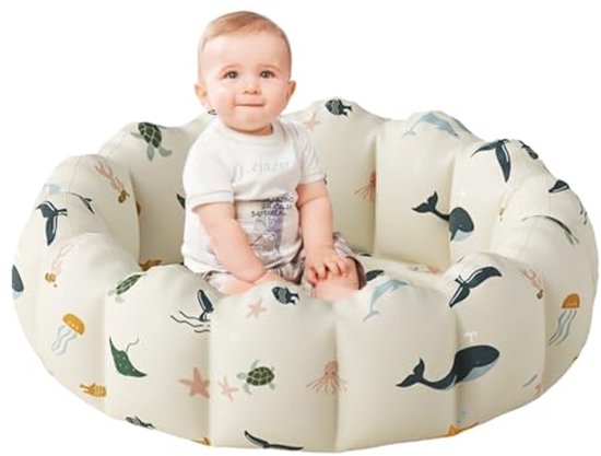 Opblaasbaar kinderbadje voor baby's - rond mini zwembad voor in de tuin of op het balkon - 100 cm van Merkloos