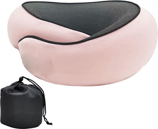 Opblaasbaar traagschuim nekkussen met opbergtas - comfortabel slaapkussen voor kantoor, vliegtuig, auto en reizen - 4 kleuren van Oriëlla.