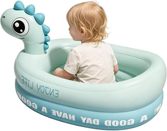Opblaasbadje Kinderen - Babyzwembad Ballenbak - Zomers Waterplezier - Tijdbesparend Afvoersysteem - 85 cm Breed - Dinosaurus