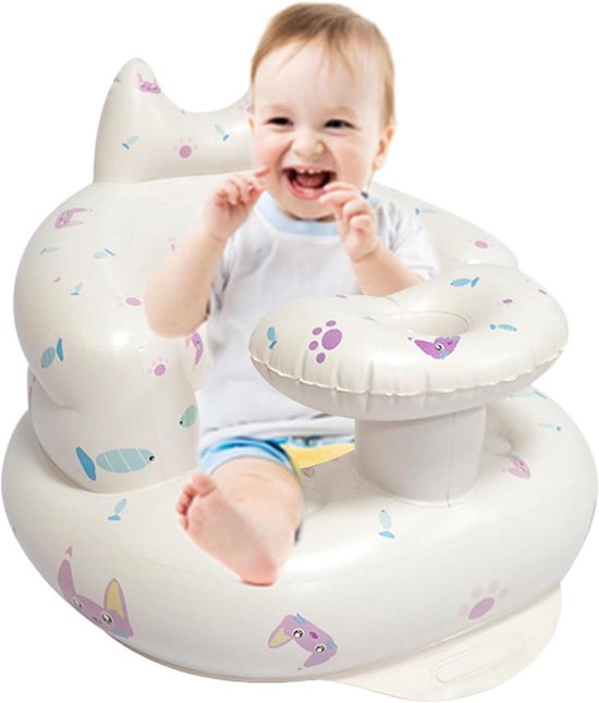 Opblaasbare baby stoel - Leerstukje vloerzitje - Baby comfort bieden - Ingebouwde pomp - 599 gram - Kitten model