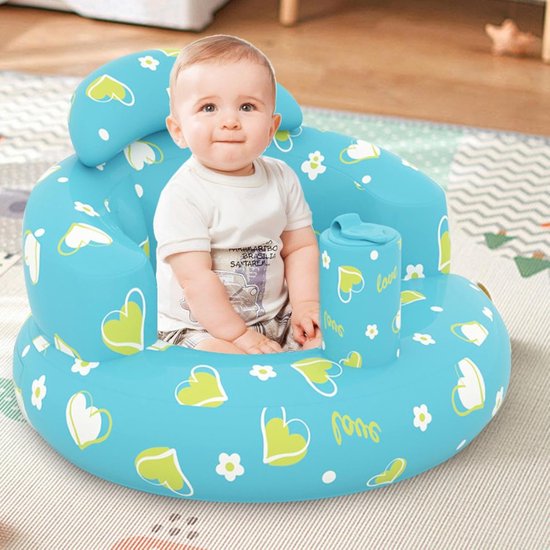 Opblaasbare Baby Stoel - Zomerstoel Kinderstoel - Zelfstandig Zitten Leren - Ingebouwde Luchtpomp - 49x49x35cm - Blauw