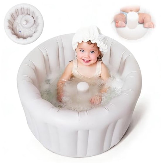 Opblaasbare babybadkuip - PromoHome draagbaar peuterbad antislip dik kussen 6-24 maanden