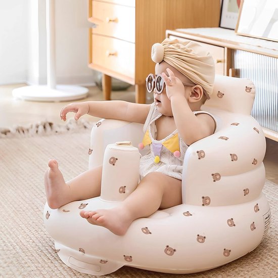 Opblaasbare babystoel en bankkruk met ingebouwde luchtpomp voor baby's 6-24 maanden van Merkloos