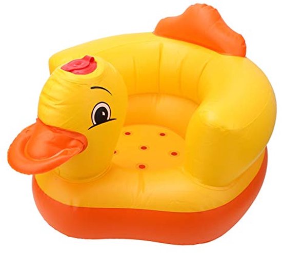 Opblaasbare Babystoel in De Vorm van Een Schattige Gele Eend - Perfect voor Bad en Eetmomenten