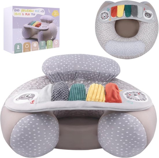 Opblaasbare Babystoel met Activiteitendienblad voor Baby's 3-36 Maanden - Vloerzitje met Piano en Sensorische Speelplank - Draagbaar en Comfortabel Zitje voor Jonge Kinderen van Merkloos