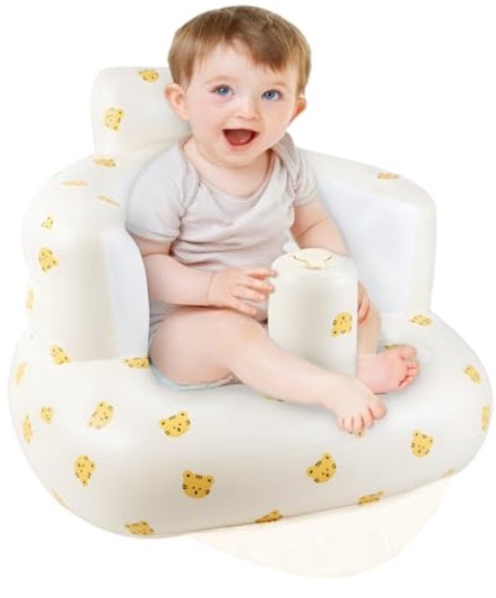 Opblaasbare Babystoel met Rugondersteuning – Tijgerprint – Vanaf 3 maanden – Ingebouwde Pomp – Voor Binnen en Buiten