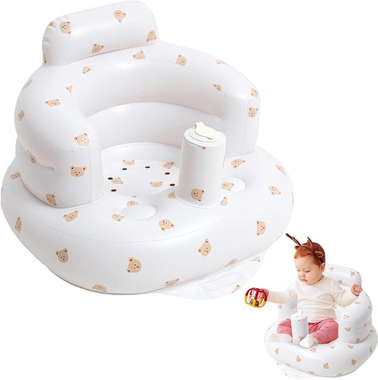 Opblaasbare Babystoel met Rugsteun voor Baby's vanaf 3 Maanden, Draagbare Peuterstoel voor Zitten en Spelen, Ideaal voor Thuis en Op Reis van Merkloos