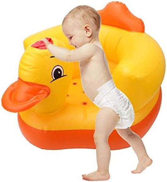 Opblaasbare Babyzitje Eend Geel - Veilig Leren Zitten & Baden | Max 60kg