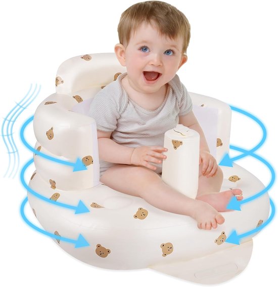 Opblaasbare Kinderstoel met Luchtpomp - Rug en Nek Ondersteuning - Reisstoel voor Baby en Peuter - Draagbare Kinderbank - Opblaasbare Stoel voor Camping, Reizen en Voeding - Geschikt vanaf 3 Maanden van Merkloos