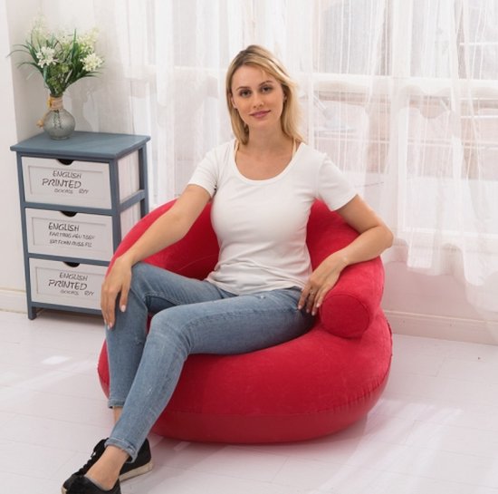 Opblaasbare stroomden casual luie bank Opvouwbare fauteuil U-vormige basisbank (rood)