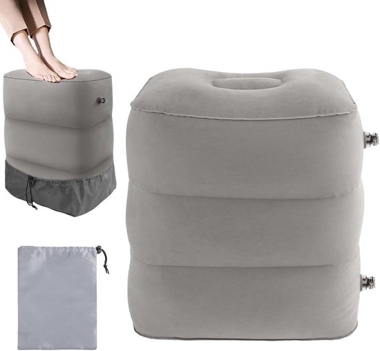 Opblaasbare voetsteun kussen voor op reis - kinderen en volwassenen - vliegtuigkussen - auto thuis kantoor - in hoogte verstelbaar van $