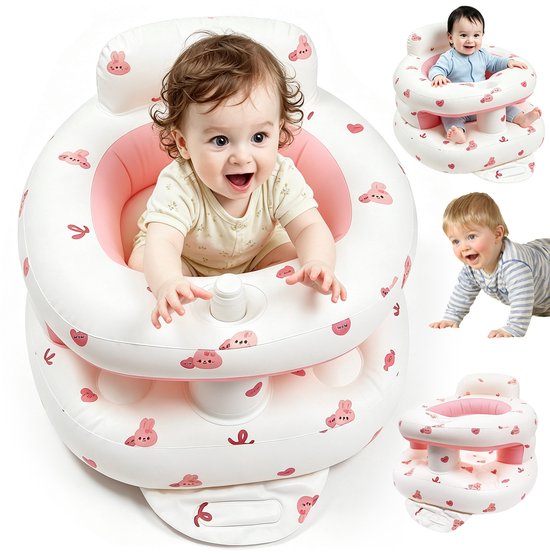 Opblaasstoel Baby - Opblaasbare Baby Stoel - Opblaasbaar Babyzitje - Zelfopblazend Kinderzitje - 53x51x38cm - Veiligheidsrail - Anti-kantel - Vanaf 3 Maanden - Ingebouwde Pomp - 30 kg - Opvouwbaar - Voor Spelen & Voeden & Reizen