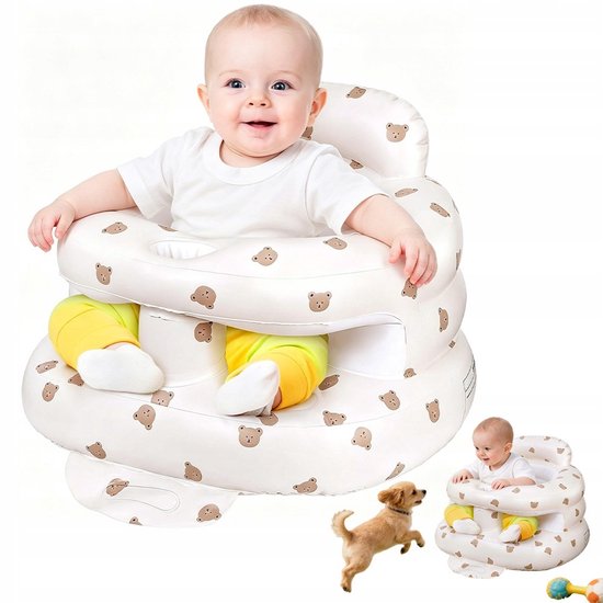 Opblaasstoel Baby - Opblaasbare Baby Stoel - Opblaasbaar Babyzitje - Zelfopblazend Kinderzitje - Veiligheidsrail - 53x50x38 cm - Vanaf 3 Maanden - Ingebouwde Pomp - 20 kg - Veilig - Baby Stoeltje - Voor Spelen & Voeden & Reizen