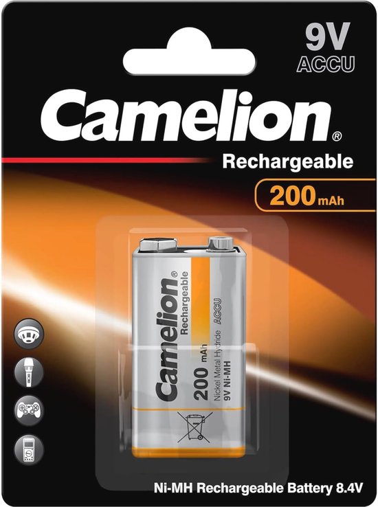 Oplaadbare 9 Volt Ni-MH batterij - 200 mAh - Duurzame accupack voor muziekspelers en camera's van Merkloos