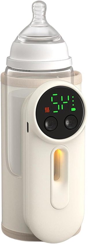 Oplaadbare Flessenwarmer - Draadloze Melkwarmer - Voeding Onderweg - Optimale Warmtebehoud - 8000mAh Batterij - Zwart