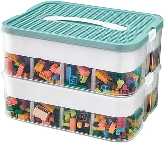 Opslagdoos voor LEGO Bouwstenen - Stapelbare Plastic Dozen met Deksel voor Kleine Onderdelen en Sorteren van Speelgoed - Transparante Opbergoplossing van Merkloos