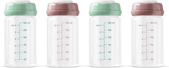 Opslagflessen Moedermelk - Glazen Bewaarflessen - Melk Invriezen - Brede Hals Ontwerp - 4 x 180 ml - Transparant