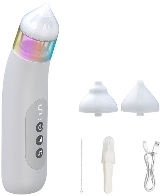 OPTIMERA® - Neusreiniger Baby - Baby Neusreiniger Elektrisch - Neusdouche Elektrisch - Inclusief Borsteltje, Pincetje en Opbergzakje - 10 Melodietjes en Lichten van OPTIMERA
