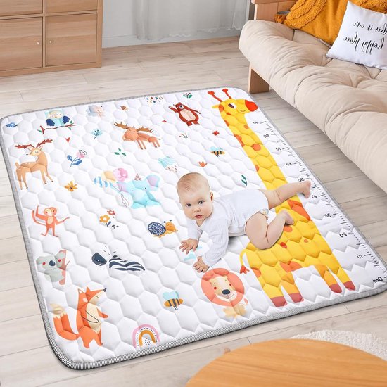 Opvouwbaar antislip Babytapijt 127 x 127 cm - Katoenen kruipmat voor kinderen - Zacht en dik - Vloermat om te spelen. van Athyior