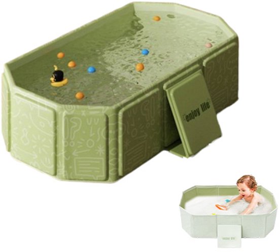 Opvouwbaar Baby badje - Inklapbaar bad - Opvouwbaar badje met aftappluggen - 75*45*25cm - Draagbaar kinderbadje - Gemakkelijk op te bergen - Sterke isolatie - Badje geschikt voor thuis, camper en op reis - Groen van Little Dove