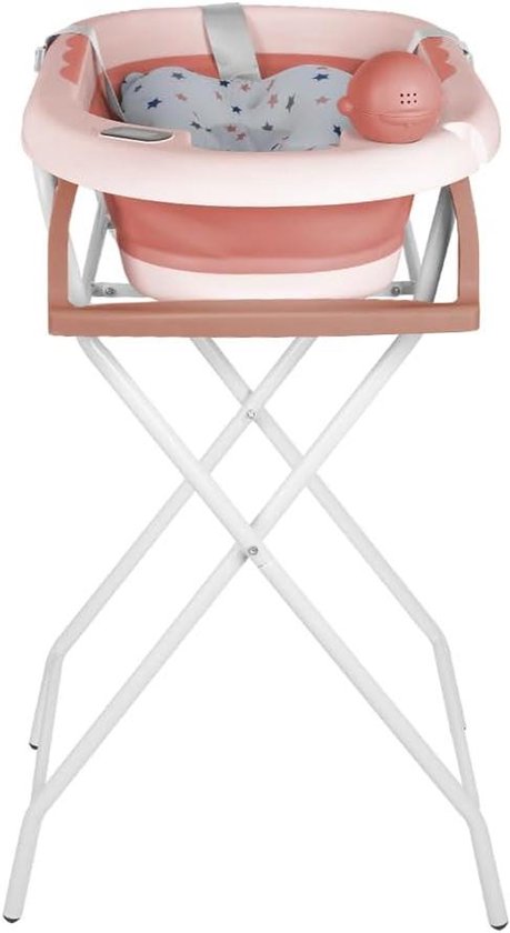 Opvouwbaar Babybad - Babybadje met standaard - Comfortabel Baden - Ingebouwde Thermometer - 55 x 40 x 90 cm - Roze