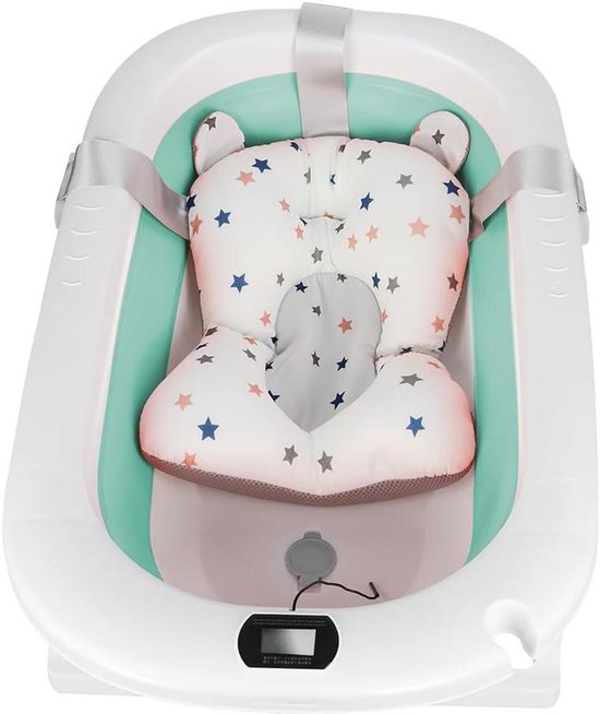 Opvouwbaar babybad - Babybadje met thermometer - Veilig badderen - Digitale temperatuurmeter - 80 x 50 x 23 cm - Groen