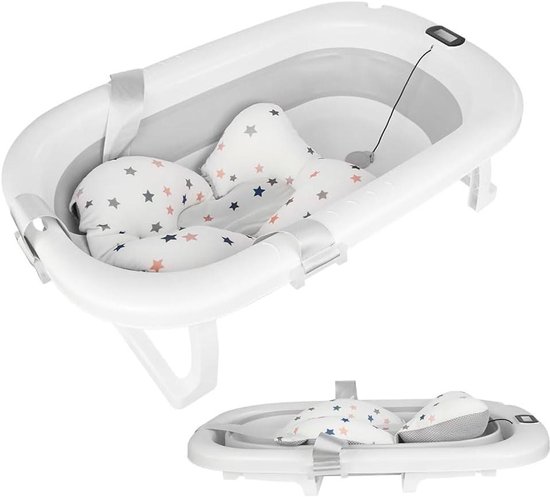 Opvouwbaar Babybad - Babybadje XXL - Veilig Baden - Met Temperatuurmeter - 80x50x23cm - Grijs