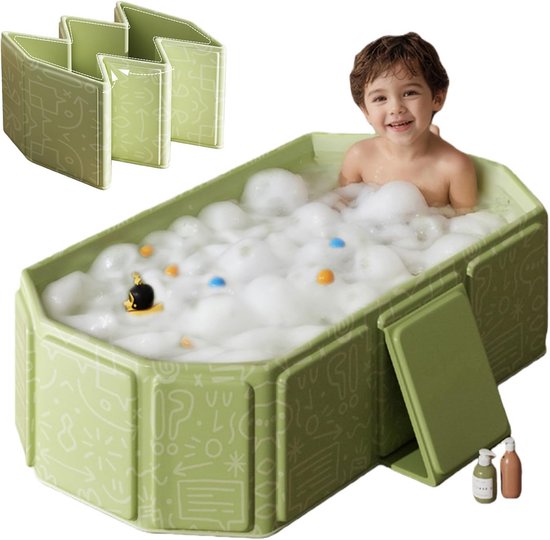 Opvouwbaar Babybad - Draagbaar Kinderbad - Veilig Baden - Ruimtebesparend Design - 30x10x30cm - Groen van Merkloos