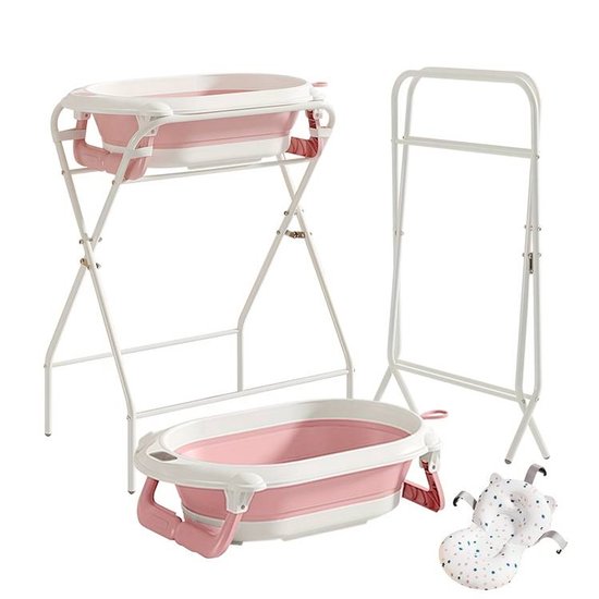 Opvouwbaar babybad met standaard, zitje en afvoer. Veilig, praktisch en perfect als cadeau voor nieuwe ouders. van Merkloos