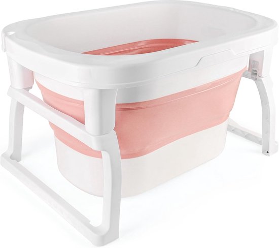 Opvouwbaar Babybad - Peuterbad Kinderbad - Veilig Baden - Ingebouwde Thermometer - 74x51x42cm - Roze van Merkloos