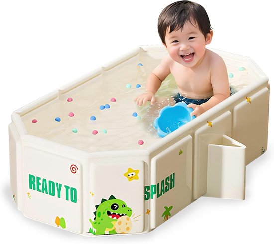 Opvouwbaar Babybadje - Groot Peuterbadje - Thuis Baden - Inclusief Speelgoed - 0-8 Jaar - Wit