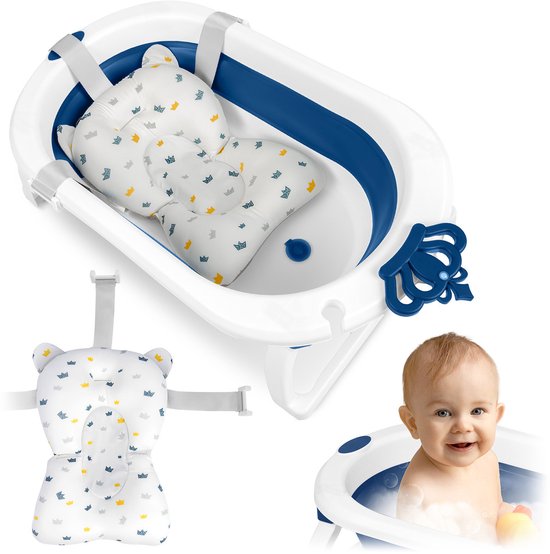 Opvouwbaar babybadje met inzetstuk Ricokids RK-286 wit-blauw