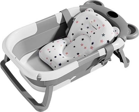 Opvouwbaar babybadje voor pasgeborenen met thermometer en kussentje, opvouwbaar badje, babybadje, babybadje, baby Born