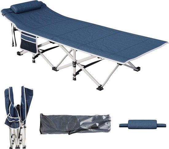 Opvouwbaar kampeerbed voor volwassenen, 28 inch extra breed, zwaar draagbaar kampeerbed met extra dikke matras, comfortabele slaapbedden met een capaciteit van 300 kg voor reizen/kantoor/buiten van Slsy