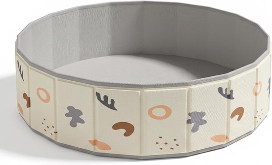 Opvouwbaar kinderbad - Kinderspeelbad - Binnen en buiten spelen - Ruim en stabiel ontwerp - 100cm diameter - Beige