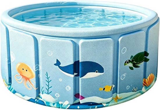 Opvouwbaar Kinderbadje - Compact Waterreservoir - Waterpret Buiten - Versterkte Zijwanden - Ruim Gezin - Blauw