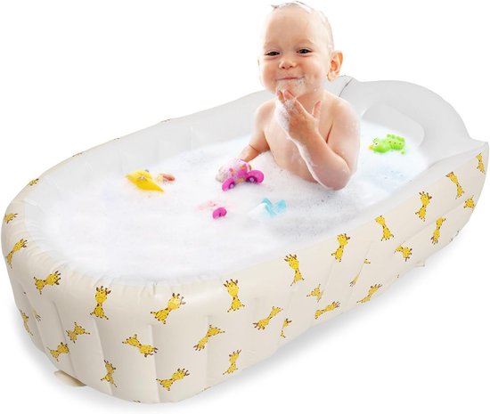 Opvouwbaar Opblaasbaar Babybad met Ingebouwde Pomp - Draagbaar PeuterkWastafel voor Thuis & Reizen (90x55cm)