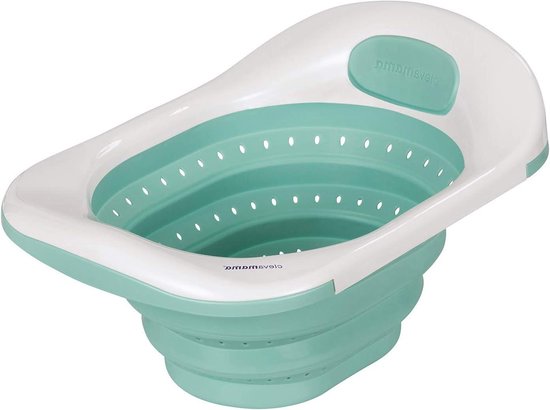 Opvouwbaar turquoise babybadje - ClevaBath Babywastafelbad voor pasgeborenen - 53 x 38 x 30 cm van ClevaBath