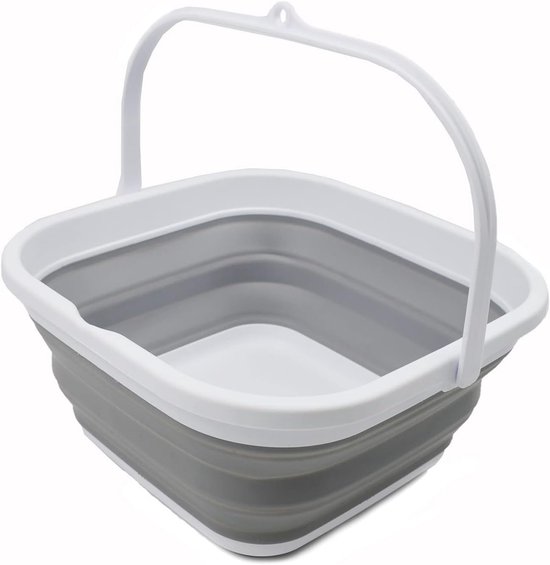 Opvouwbaar Wasbad - Draagbare Kuip - Baby Verzorging - Ruimtebesparend Ontwerp - 5.5 Liter - Wit Grijs