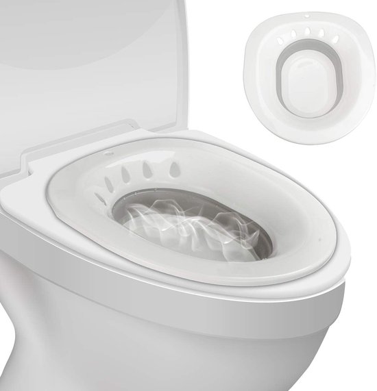 Opvouwbaar Zitbad - Bidet Toilet - Perineale Zorg - Opvouwbaar Ontwerp - Past Standaard Toilet - Grijs Wit