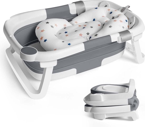 Opvouwbare baby badkuip kussen donuthouder - bad douche kinderen verkleiner hangmat - antislip comfortstop reizen - 0-3 jaar - op voetbadkuip van ToiBBasics
