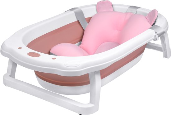 Opvouwbare Baby Badkuip met Kussen - Reisbadkuip, Antislip en Draagbaar - Roze van Sincerity Trading.