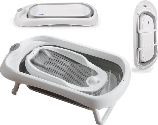 Opvouwbare babybadkuip - 81 x 48 x 24 cm - steunkussen - grijs van Merkloos