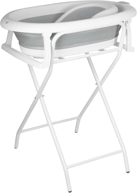 Opvouwbare Babybadkuip - Babybadje Babywanne - Veilig Baden - Met Badkruk - 72 x 51 x 42 cm - Grijs