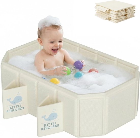 Opvouwbare Babybadkuip - Inklapbaar Peutertje - Veilig Baden - Vier Steunpoten - Compact Opvouwbaar - Wit