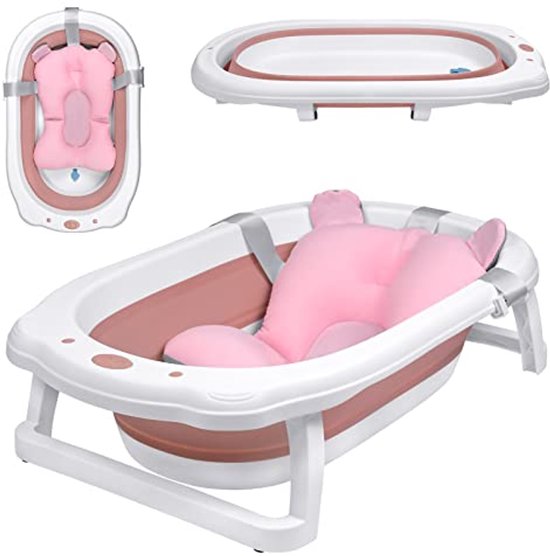 Opvouwbare Babybadkuip met Antislipvoetjes en Ergonomisch Badzitkussen - Ruimtebesparend en Lekvrij voor Thuis en Onderweg
