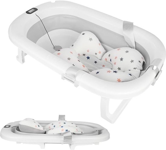 Opvouwbare Babybadkuip met Thermometer - Ergonomisch en Compact - Baby Verzorging Essentials voor 0-24 Maanden