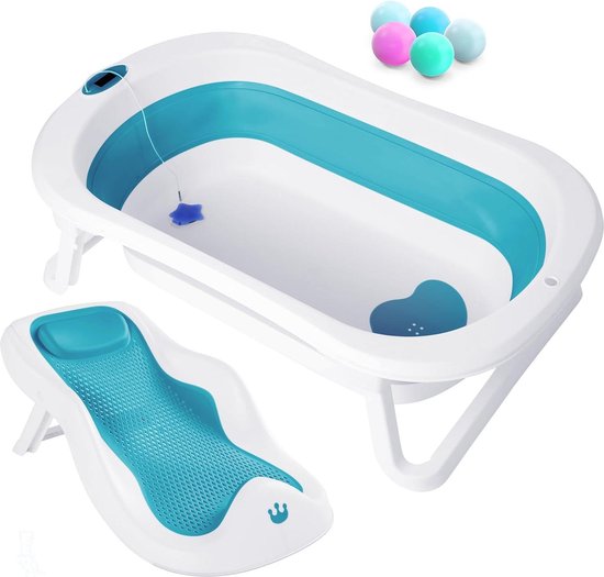 Opvouwbare babybadtrap 3 treden - badkuip antislip en thermometer - van geboorte tot 3 jaar van Jippie's